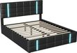 Lit deux personnes - Cadre de lit - 160x200 cm - Rangement hydraulique - Revêtement en similicuir - Sans matelas - Noir