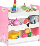 Merkloos Relaxdays speelgoedkast - 5 vakken - MDF - 60x62,5x30 cm - wit-roze