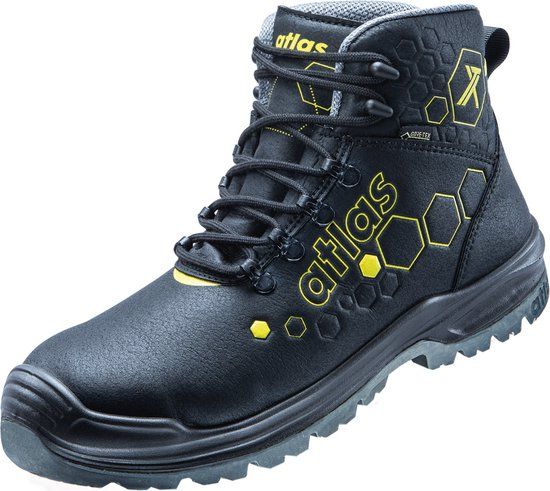 Atlas Veiligheidsschoenen 78400 Atlas XT 510 GTX S7S WR Zwart/Geel Leer Gore-Tex Maat 42