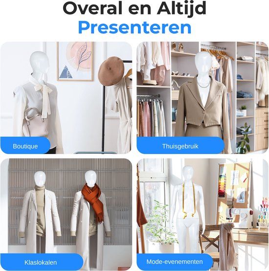 SereneLife Vrouwelijke Mannequin - Verstelbaar 175 cm - Afneembare Volledige Lichaam - Wit