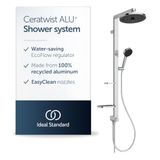 Ideal Standard Ceratwist Alu+ Exposed Douchesysteem, van 100% gerecycled aluminium, waterbesparende douchekop met instelbare sproeimodi, chroom (338 x 501 x 1104 mm)