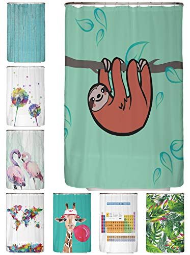 arteneur arteneur® - Luiaard - anti-schimmel douchegordijn 120x200 - gerecycled met Öko-Tex Standard 100 - verzwaarde zoom, ondoorzichtig, waterdicht, wasbaar, 8 haken en e-book