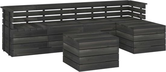 vidaXL 6-delige Loungeset pallet massief grenenhout donkergrijs