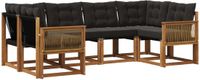 vidaXL Hoek loungeset 6-delig Acacia Hout Naturel en Zwart