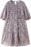 NAME IT Jurk Paillet Silver1 Kort 116