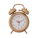GIFTMARKET – Stille analoge wekker in beige met dubbele bel en nachtlampje. Retro wekker zonder tikken, 11,7 x 16 cm, ideaal voor nachtkastje of bureau.