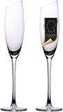 Intirilife 2x champagneglas met moderne rand - 150 ml inhoud - champagne prosecco glas vaatwasmachinebestendig kristalglas schokbestendig