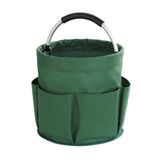 Wenko Panier Rangement Produit d'entretien, 6 rangements, Pliable avec poignée de Transport, Polyester, ø28x54 cm, Vert