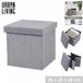 Urban Living KUBE "Ribfluweel" Opvouwbare Opbergpoef Denim 37,5xH37,5cm