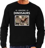 Bellatio Decorations Amazing Dinosaurs Dieren foto sweater Carnotaurus dino - Zwart - Heren - L
