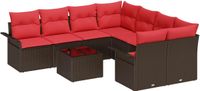 vidaXL Tuinbank Set 9 st 10-Aantal zitplaatsen Bruin en Rood