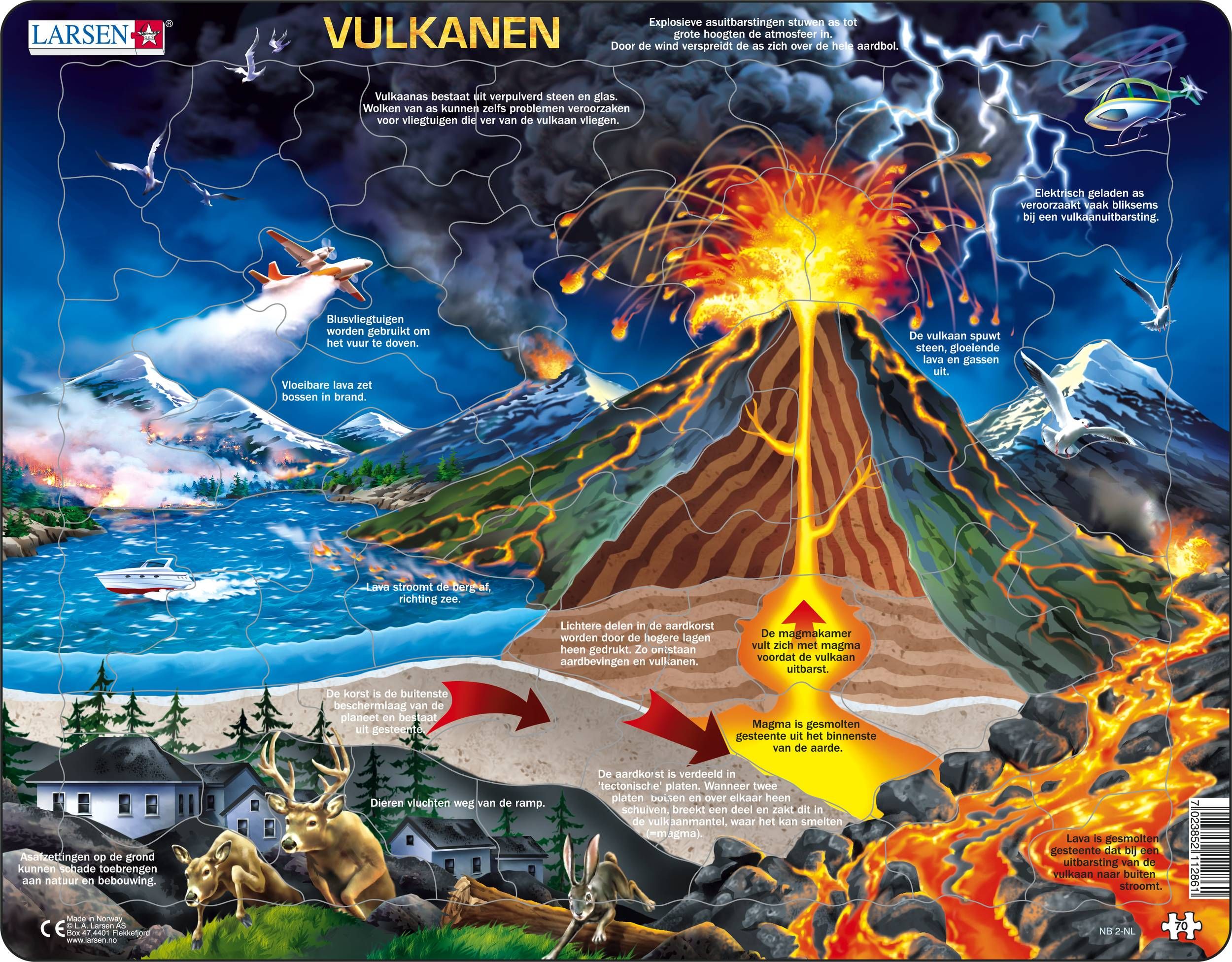 Larsen Maxi Vulkanen - 70 stukjes - Puzzel - Meerkleurig