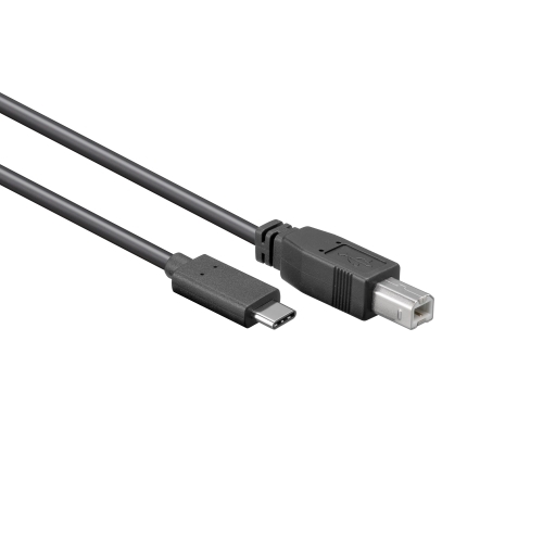 EECONN USB 2.0 Kabel, C - B male, Zwart, 1m