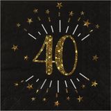 Santex Verjaardag feest servetten leeftijd - 10x - 40 jaar - goud - 33 x 33 cm