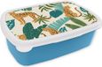MuchoWow Broodtrommel - Blauw - Jungle Luipaard Patroon - 18x12x6 cm - BPA-vrij