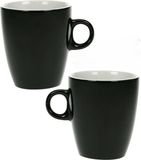 Cosy & Trendy Koffiekopjes/bekers - Set van 18x stuks - zwart - 190 ml - Keramiek - glans finish