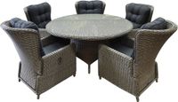 AVH-Collectie Marina Riccione dining tuinset 150 cm 6-delig grijs verstelbaar