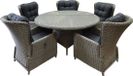 AVH-Collectie Marina Riccione dining tuinset 150 cm 6-delig grijs verstelbaar