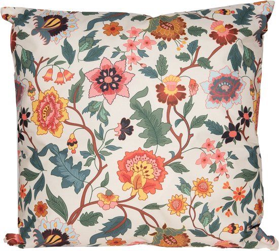 Annas Collection Buitenkussen vintage bloemen kleur 60x60 cm
