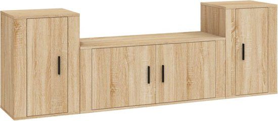 vidaXL 3-delige Tv-meubelset bewerkt hout sonoma eikenkleurig