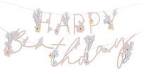 Ginger Ray Roze letterslinger bloemen happy birthday - 1,5 meter