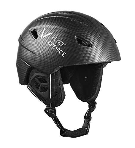 Black Crevice Skihelm voor volwassenen, mat zwart koolstof/wit, M