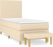 vidaXL Boxspring met matras stof crèmekleurig 90x190 cm