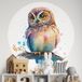 Hibou sticker mural rond / cercle enfants - Diamètre 150 cm - adhésif mat