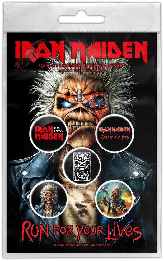 Iron Maiden Run For Your Lives Unisex Badge - meerkleurig - Standaard
