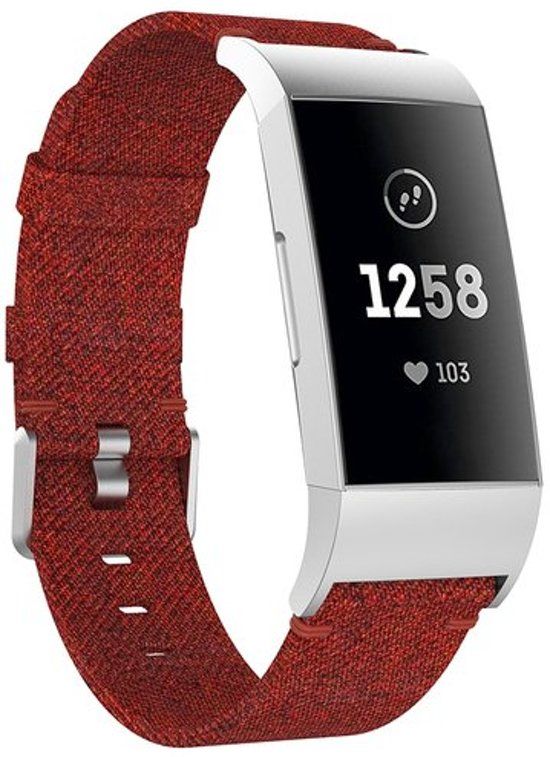 By Qubix Qubix Fitbit Charge 3 nylon bandje - Donker rood