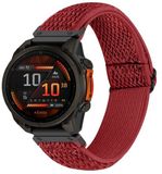 By Qubix - Elastische Solo Loop nylon bandje - Rood - 26mm Quickfit - Geschikt voor Garmin Epix Pro Gen 2 (51mm) / Quatix 7X / 6X & Tactix 7 (pro)
