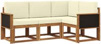 vidaXL - Hoek loungeset - 4 zitplekken - Polyester - Natuurlijk en crème
