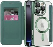 Techsuit Hoesje geschikt voor Apple iPhone 16 Pro Max - SmartMag Book Wallet Case - Geschikt voor MagSafe - Groen