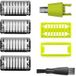 Phonillico® Sabots + Tête de coupe 4 Sabots de barbe 1/2/3/5 mm 1 Sabot corps 1 Protection de peau 1 Tête nez-oreille compatible avec Philips OneBlade OneBlade Pro QP2515 QP2530 QP2630 QP2734 QP2830 QP6510