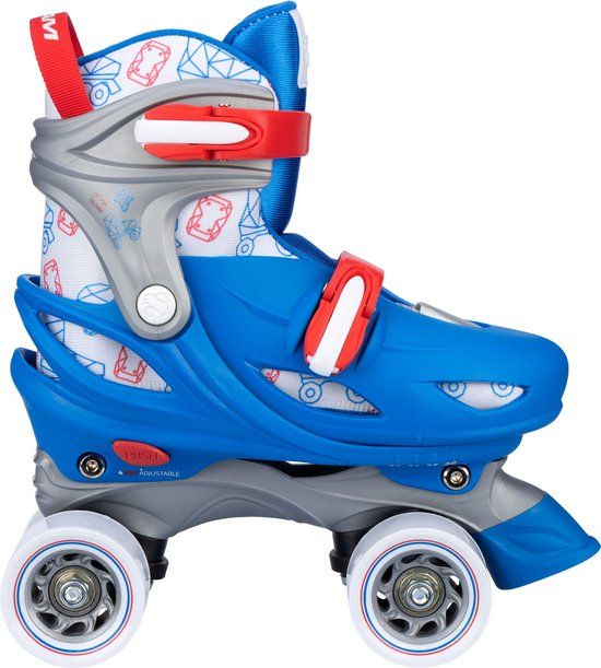 Nijdam Rolschaatsen Verstelbaar - Geo Metricker - Blauw/Rood - Maat 33-36