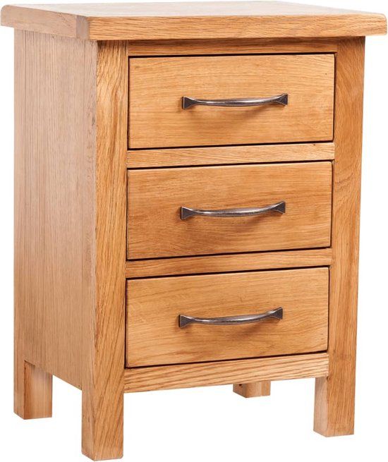 vidaXL Nachtkastje met 3 lades 40x30x54 cm massief eikenhout