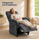 KAUFHOF Fauteuil électrique avec 2 moteurs, velours côtelé gris foncé