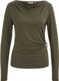 WE Fashion Dames jersey top met plooidetail en goud accent