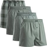 DANISH ENDURANCE Losse Boxershorts biologisch katoen Heren Ondergoed - Knoopgulp - 4-pack - Groen/Gestreept Mix - Maat L