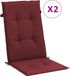 vidaXL Stoelkussens 2 st hoge rug 120x50x4 cm stof gemêleerd wijnrood