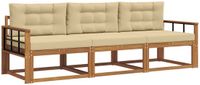 vidaXL Acacia Hout Chaise Longue Loungeset 3-delig Natuurlijk en Beige