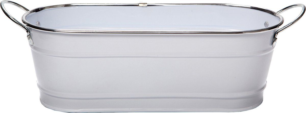 Ibergarden Bloembak 32,5 X 10,5 X 11 Cm Staal Zilver/wit
