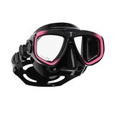 Scubapro Zoommasker, zwart/roze, drukregelaar set voor duiken in koud water, uniseks, volwassenen, zwart/roze, één maat