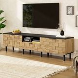 Meuble TV Naturel et Noir 170cm avec 2 Portes et 1 Tiroir