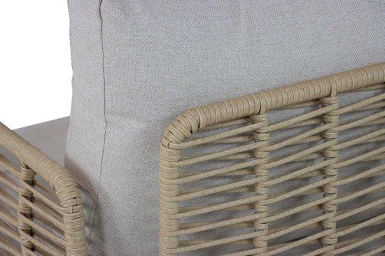 Coco Ibiza 3-delige stoel loungeset - Taupe-naturel-bruin - 4 zitplekken