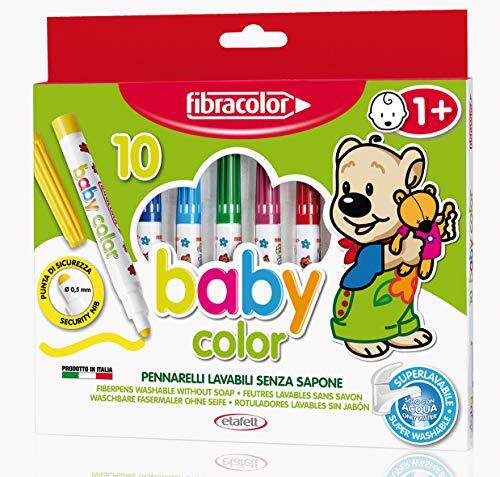 FIBRACOLOR Baby Color verpakking met 10 viltstiften, superwasbaar, alleen met water