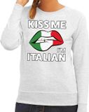 Bellatio Decorations Kiss me I am Italian sweater grijs dames - feest trui dames - Italie kleding M