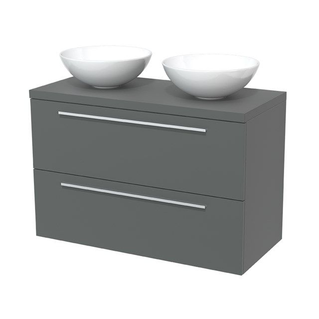 Maxaro Badkamermeubel Modulo Plato 100cm Middengrijs 2 Lades