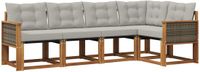 vidaXL - Hoek loungeset - 5 zitplekken - Naturel en lichtgrijs - Acacia hout