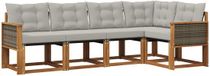 vidaXL - Hoek loungeset - 5 zitplekken - Naturel en lichtgrijs - Acacia hout